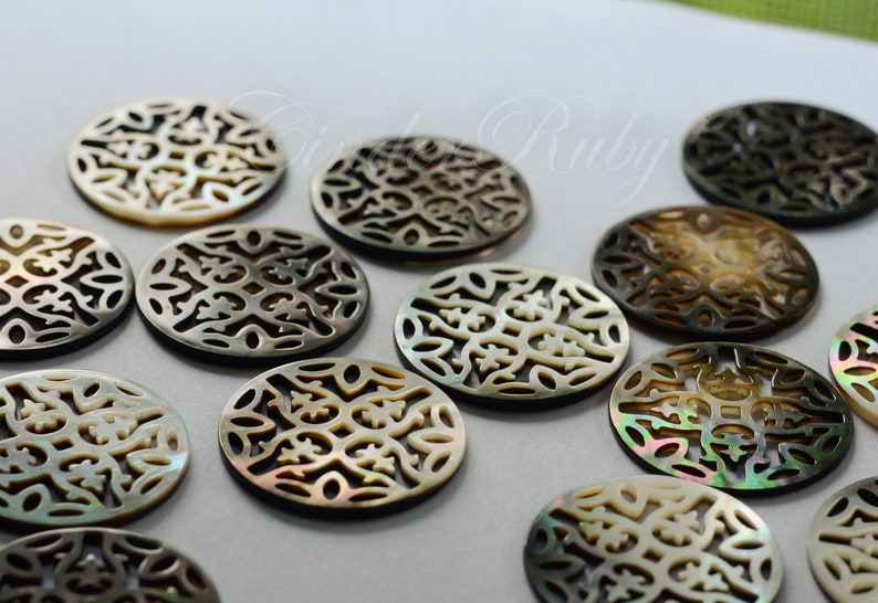 Black Shell Filigree Pendantsblack MOP Hand Carved Filigree - Etsy