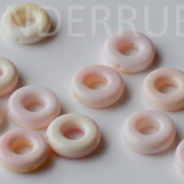 Cream Peachy  Queen Conch Shell Donut Beads,Pink Conch Shell Donuts;Pink MOP beads;Pink Mother of Pearl Donuts;8/10 mm,Set of 6