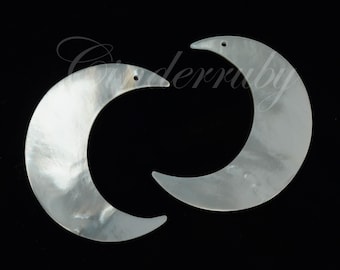 40 mm White Mother of Pearl Moon Pendants/Beads for Earrings