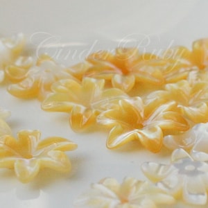 Golden MOP Flower Cap Beads, Exquisite Natural Yellow Shell Trout Lily,Golden Mother of Pearl Beads,11-12 mm,Untreated