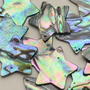 25/30 mm アワビ貝スターペンダント、アワビスターチャーム