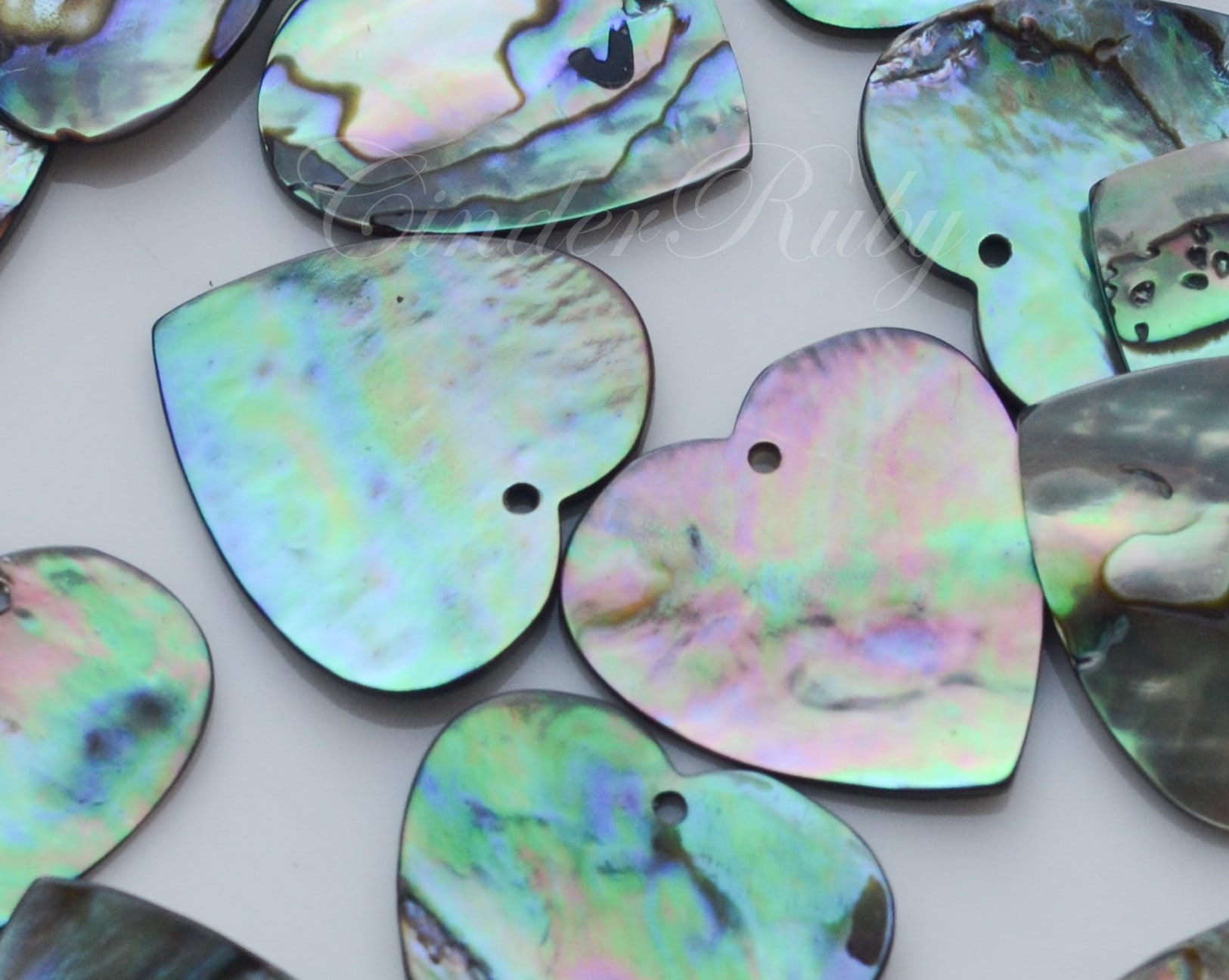 20/25 mm Abalone Shell Heart Pendants, Abalone Heart Charms