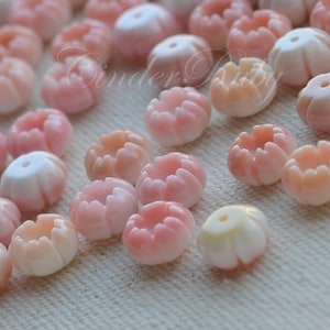 10 mm Carved Pink Conch Flower Bead Caps