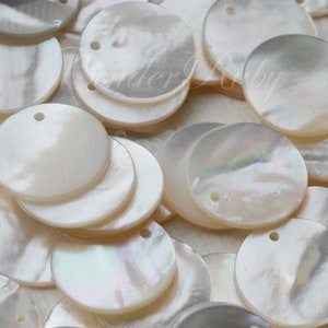 20 mm White Mother of Pearl Flat Circle Pendants,White MOP Discs