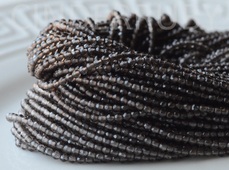 Teeny Tiny Seed Beads,2 mm Round Faceted Smoky Quartz,Chocolate Gemstone Beads,Brown Seed Beads,15