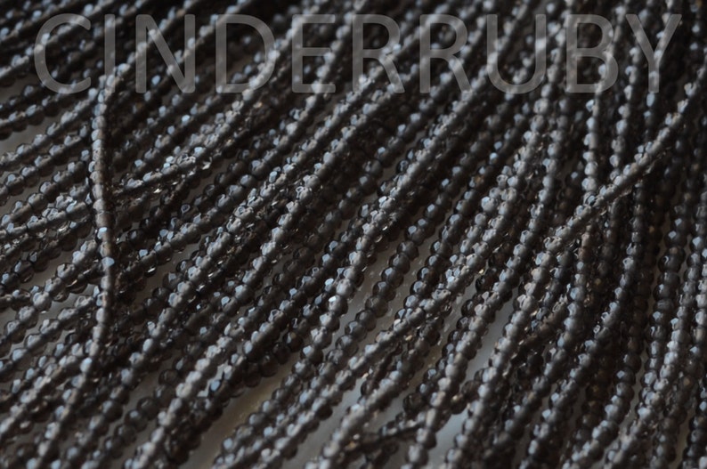 Teeny Tiny Seed Beads,2 mm Round Faceted Smoky Quartz,Chocolate Gemstone Beads,Brown Seed Beads,15