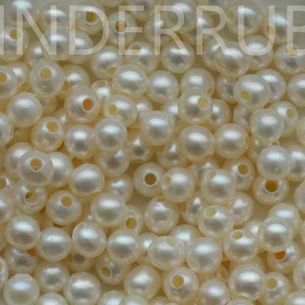 5.5-6 mm Large Hole Freshwater Pearls, Large Hole Round Pearls,White Pearls,Peachy Pearls,Mauve Pearls,Luxe AA,June Birthday Stone