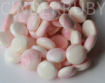 Queen Conch Shell Coin Beads;Pink Conch Shell Rondelles,Pink MOP Rondelles,Pink Mother of Pearl Coin Beads,10/12/15 mm Round Puff Beads