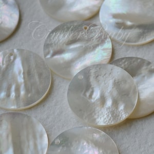 25 mm White Mother of Pearl Flat Circle Pendants,White MOP Discs