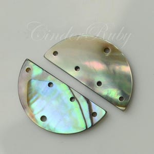 Abalone Semicircle Connectors,20x10mm Half Moon Geometric Earring Parts,Abalone Semicircle Charms, 4 Pcs or More 5 Holes