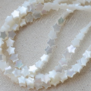 6mmホワイトシェルスター、ホワイトMOPフラットスタービーズ、ホワイトキュートスタービーズ、10個以上セット