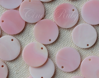 15 mm Conch Shell Disc, Pink Shell Circle Pendant, Pink Mother of Pearl/MOP Beads