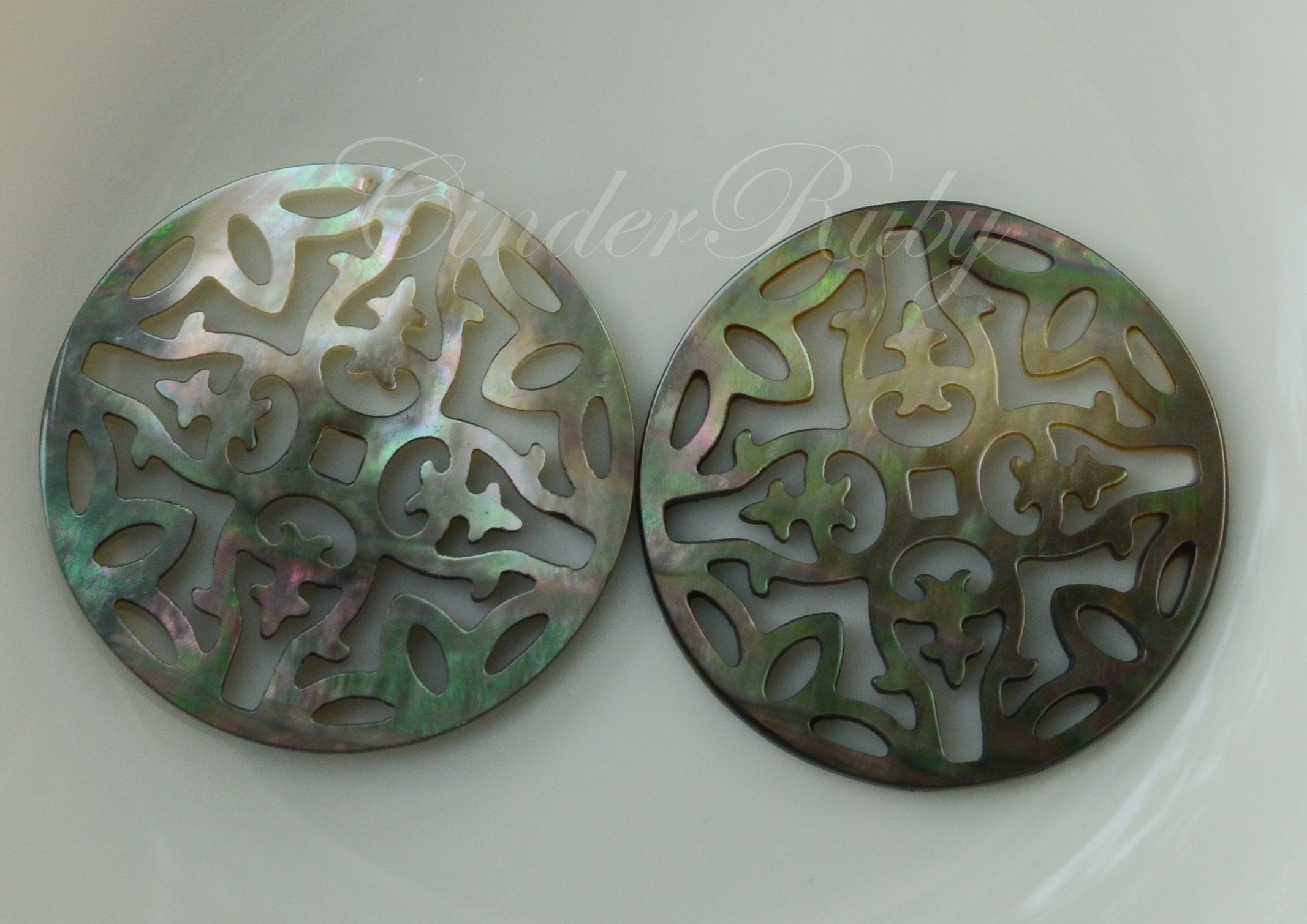 Black Shell Filigree PendantsBlack MOP Hand Carved Filigree | Etsy