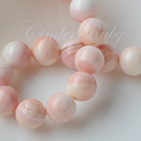 8 mm Pink Conch Shell Beads,Queen Conch shell Round Ball,Mother of Pearl Beads,MOP Beads,Shell Beads,Perfectly Round Beads