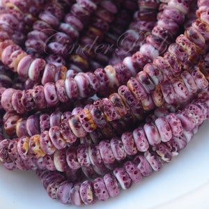 8 mm Purple Spiny Oyster Button Beads, Purple MOP Heishi Beads, Purple Mother of Pearls Rondelles,Purple Spacer Beads, Full Strand 16&quot;