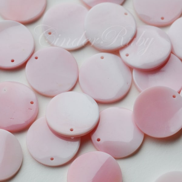 18 mm Conch Shell Disc, Pink MOP Circle Pendant, Pink Mother of Pearl/MOP Beads