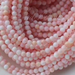 3.5 mm Pink Conch Shell Beads,Queen Conch shell Round Ball,Mother of Pearl Beads,MOP Beads,Shell Beads,Perfectly Round Beads,15.5&quot;
