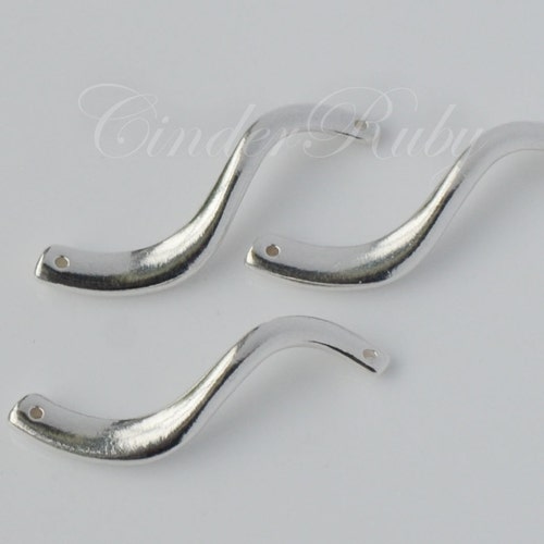 925 Sterling Silver Curved Bar Connectors With Loops at Both Etsy