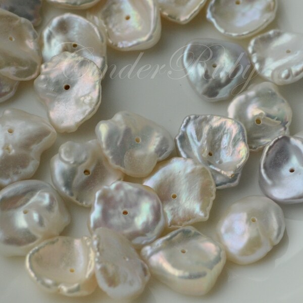 Clearance White Keshi Pearls, White Petal Freshwater Pearls, White Reborn Pearls, Center Drilled Baroque Pearls,10-13 mm