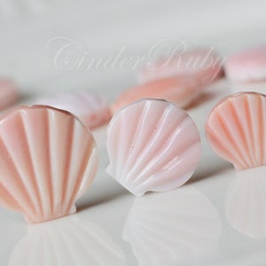 Pink Clam Charms, Hand Carved Clam 12/15 mm Pendants, Conch Clam Earring Components, Set of 4 or More