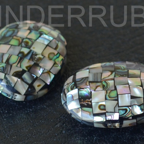 Abalone Shell Beads,Mosaic Beads,Oval Irregular Nugget Beads,Mother of Pearl Beads,MOP Beads,Inlay Beads,Black Shell Beads,Handcrafted Beads