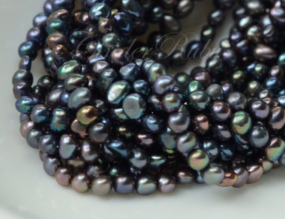 Lot 10 2mm-3mm Dark Peacock Freshwater Potato Irregular Pearl Gems Loose Bead
