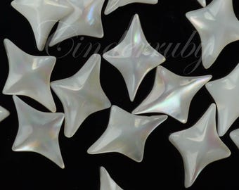 10x14 mm White Shell North Star Beads, Carved Shell 4 Pointed Star Beads, Jewelry Making Supplies