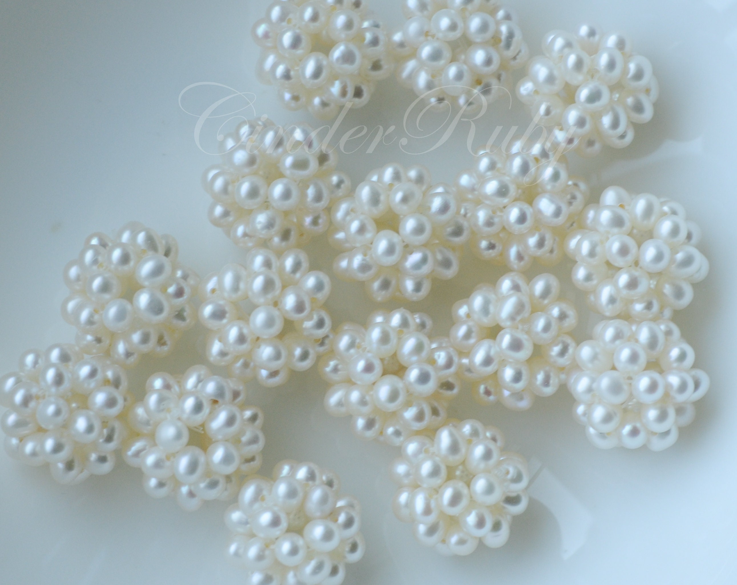 Natural Freshwater Pearl Beads Handmade Flower Shape Cluster Balls
