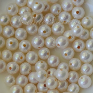 Large Hole Freshwater Pearls,White Freshwater Pearls,8.5-9.5 mm Nearly Round, Grade A, Jun Birthstone/Jewelry Design