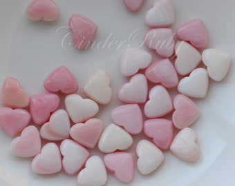 Natural Pink Conch Shell Beads,Heart Puffs,Small Heart Beads,Blush Pink Heart Beads