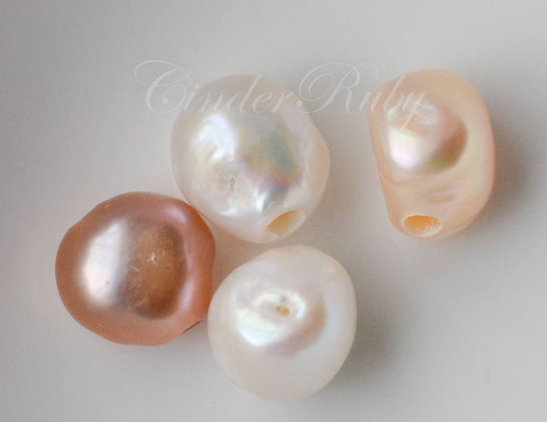 Large Hole Baroque Nugget Freshwater Pearls,White Potato Pearls,Peachy Pink Nugget Pearls,Mauve Nugget Freshwater Pearls,Set of 50
