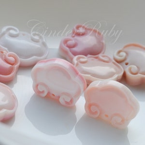 Pink Queen Conch Shell Hand Carved Ruyi Pendants,12-20 mm Pink MOP Charm BeadsPink Mother of Pearl Drops image 1
