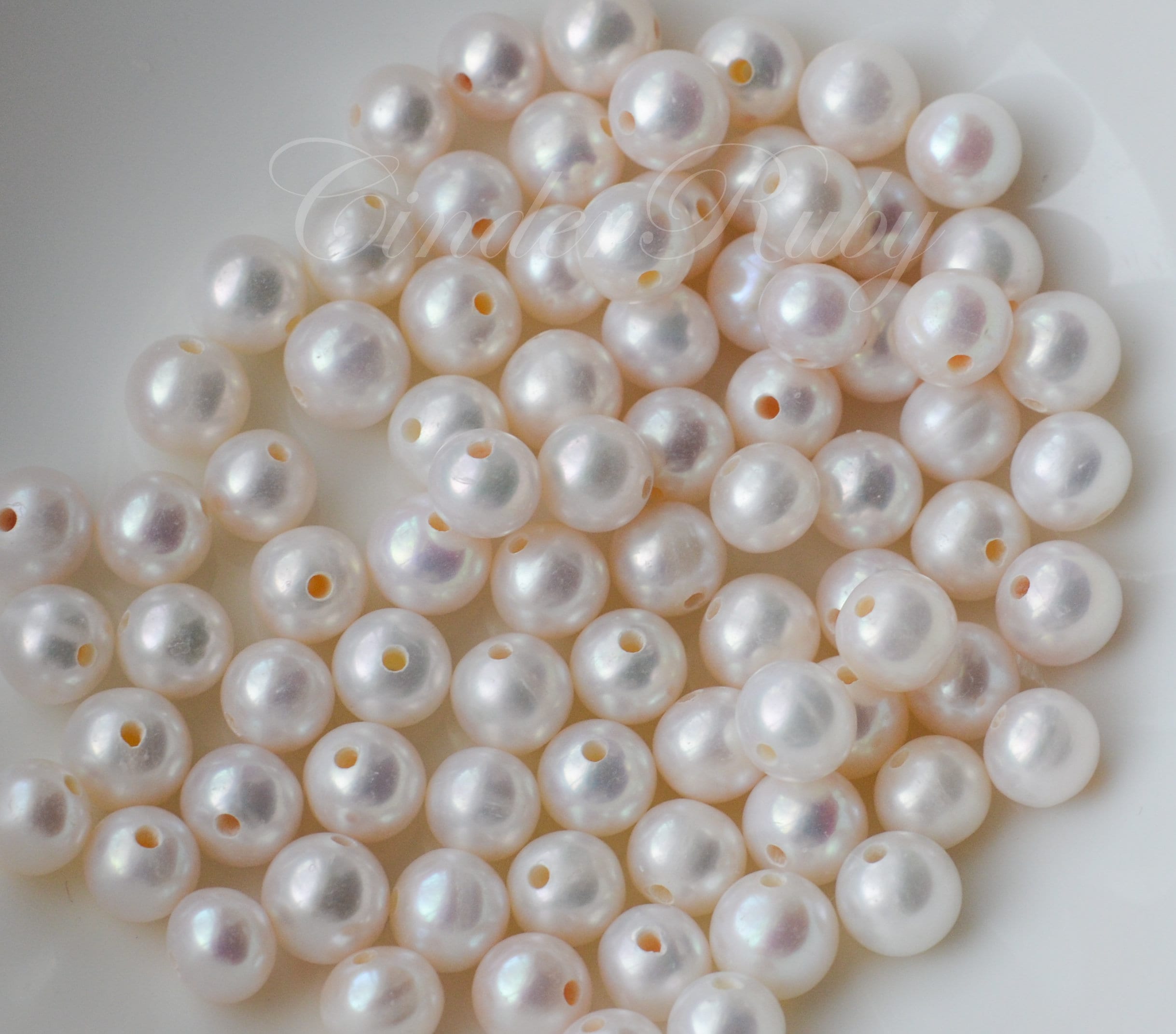 2-8mm High Luster Round Pearl Beads, Undrilled Pearl, Genuine Natural White  Round Freshwater Loose Pearl No Hole PB896