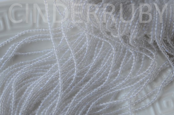 Teeny Tiny Seed Beads,2 mm Round Polished Moonstone,Seed Gemstone Beads,White Seed Beads,15"