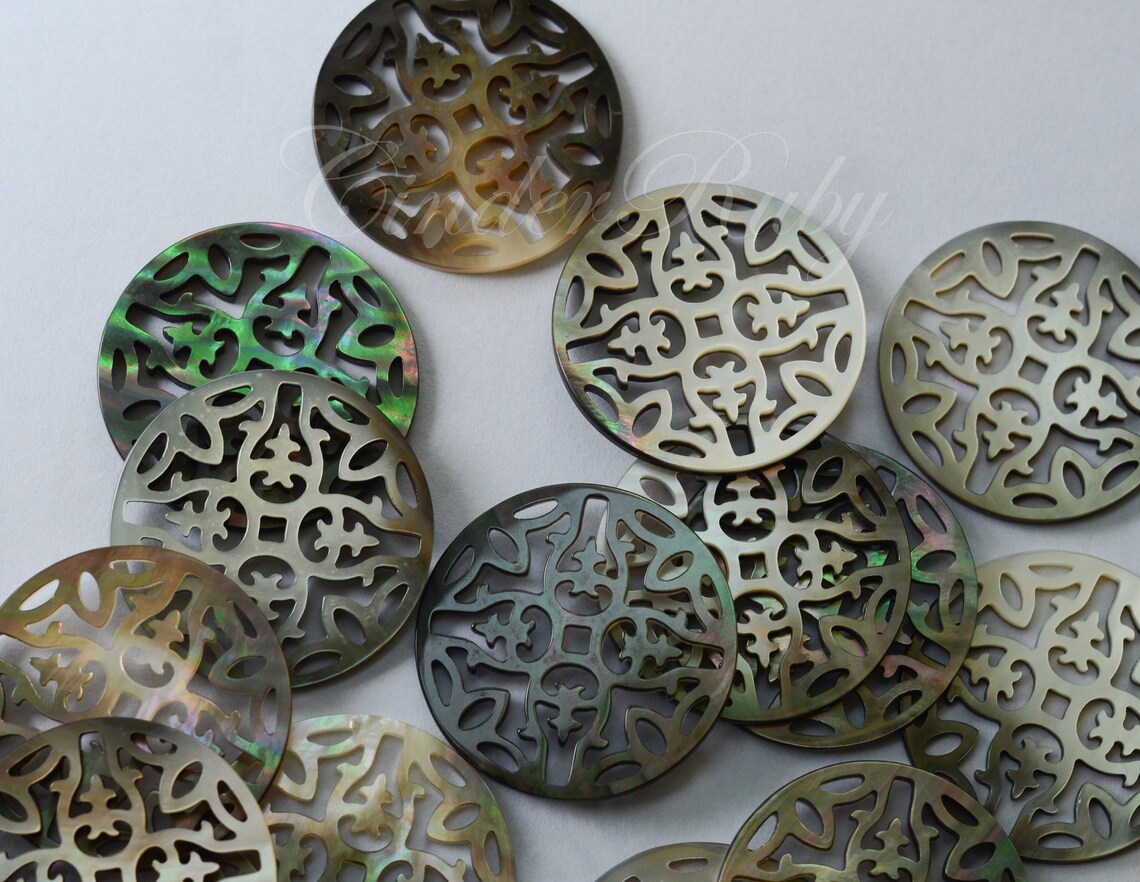 Black Shell Filigree Pendantsblack MOP Hand Carved Filigree - Etsy