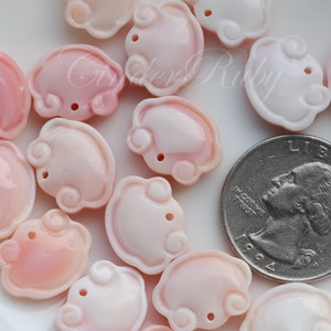 Pink Queen Conch Shell Hand Carved Ruyi Pendants,12-20 mm Pink MOP Charm BeadsPink Mother of Pearl Drops image 6