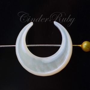 White MOP Crescent Moon Charms, White Shell Horn Beads, 20 mm White Mother of Pearl Crescent Moon, Set of 2 or More From top to bottom 1