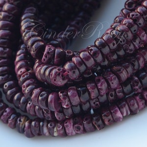 6 mm Purple Spiny Oyster Button Beads, Purple MOP Heishi Beads, Purple Mother of Pearls Rondelles,Purple Spacer Beads, Full Strand 16&quot;