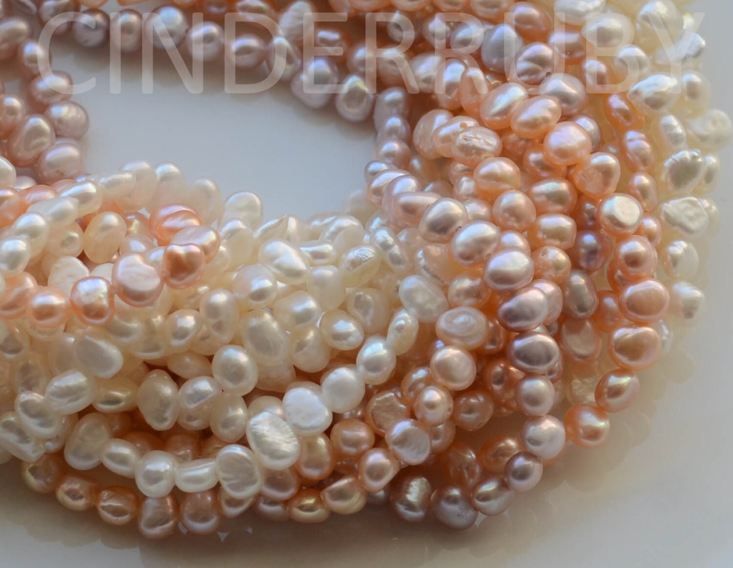Strand 15'' AAA Natural White Freshwater Pearl Rondelle Nugget Loose Beads 3-4mm Strand 15'' AAA Natural White Freshwater Pearl Rondelle Nugget Loose Beads 3-4mm