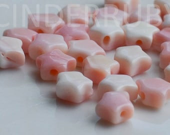 Pink Conch Shell Stars,Black Star Puffs,White Cute Star Beads,Pink Shell Beads,White MOP Beads,Untreated,Set of 10 or More