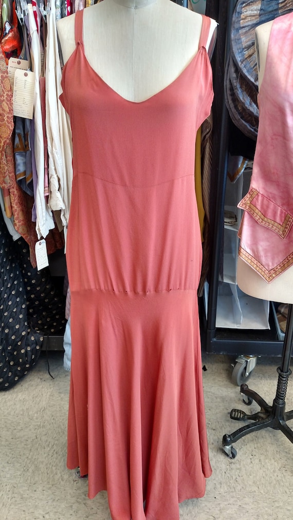 Silky Coral 1920s-30s Slip Dress