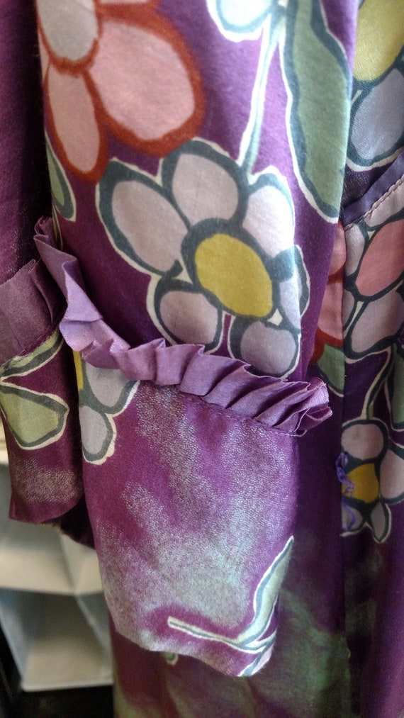 Purple Antique Purple Silk Floral Robe