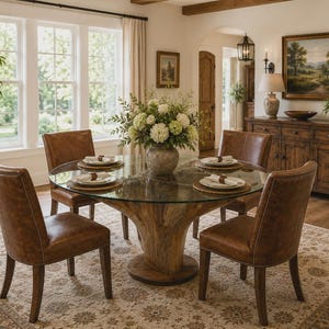 Smoky Mountain Oak Tree Stump Dining Table – Unique Root Table