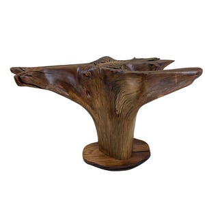 Oak Tree Stump Dining Table - Glass Top Dining Table - Root table