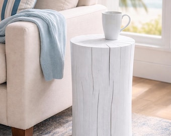 Stump Side Table White Washed - Poplar