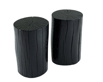 Stump Side Table Oak Dyed Black