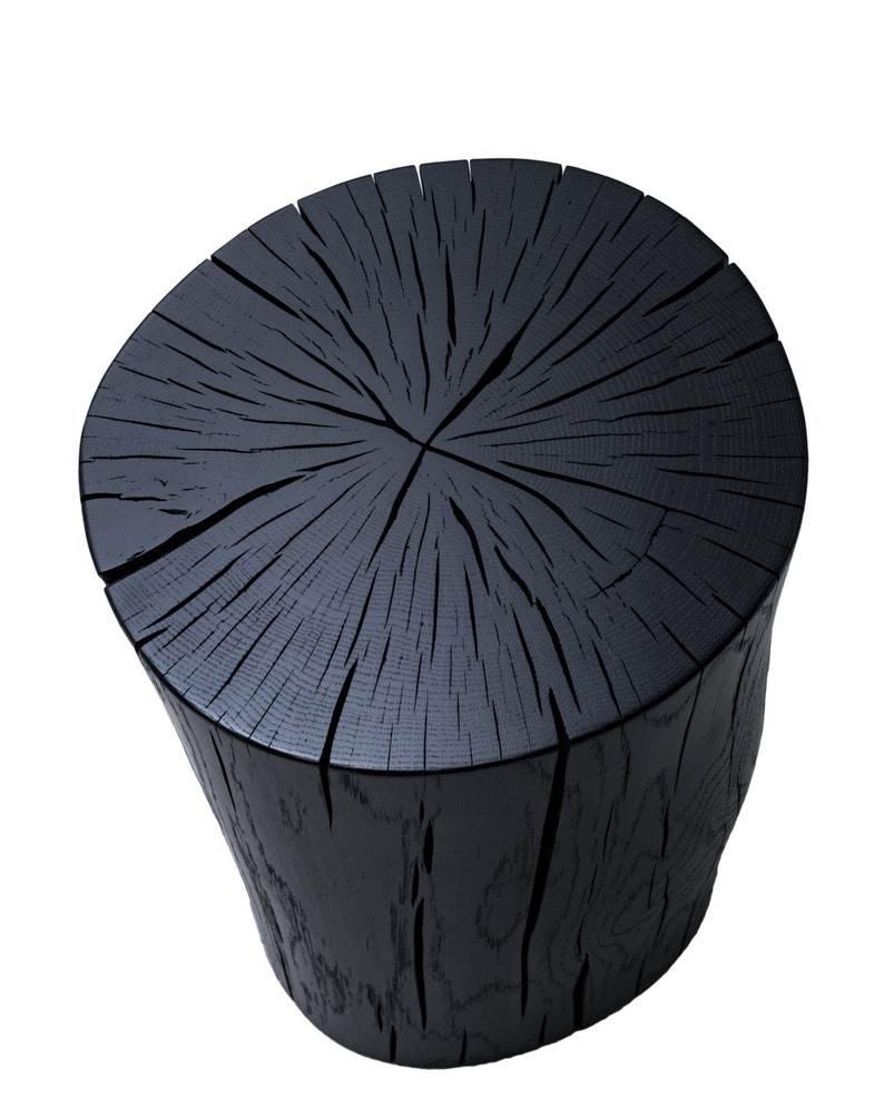 Stump Side Table Oak Dyed Black Etsy