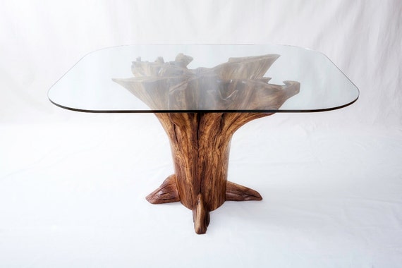 Tree Stump Dining Table Chestnut Oak, Tree Trunk Dining Table With Glass Top