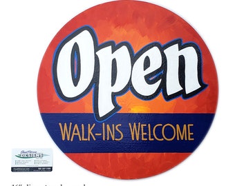 Open Walk Ins Welcome hand painted sign