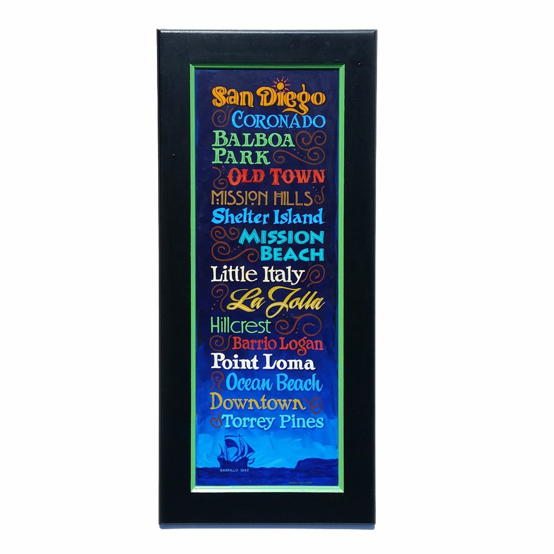 San Diego Wall Art Hand Painted Etsy